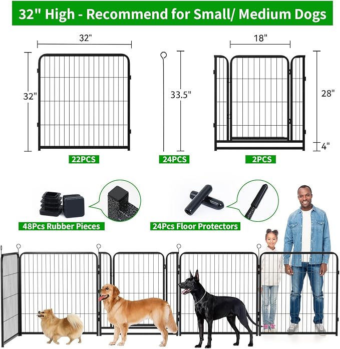 Dog Playpen Outdoor Extra Wide 24 Panels Heavy Duty Dog Fence 32" Height - Image 4