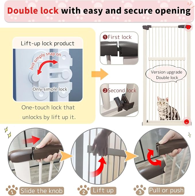 Lumizone Extra Tall Pet Gate 55.12" High Pressure Mounted 38.39"-59.24" Extra - Image 8