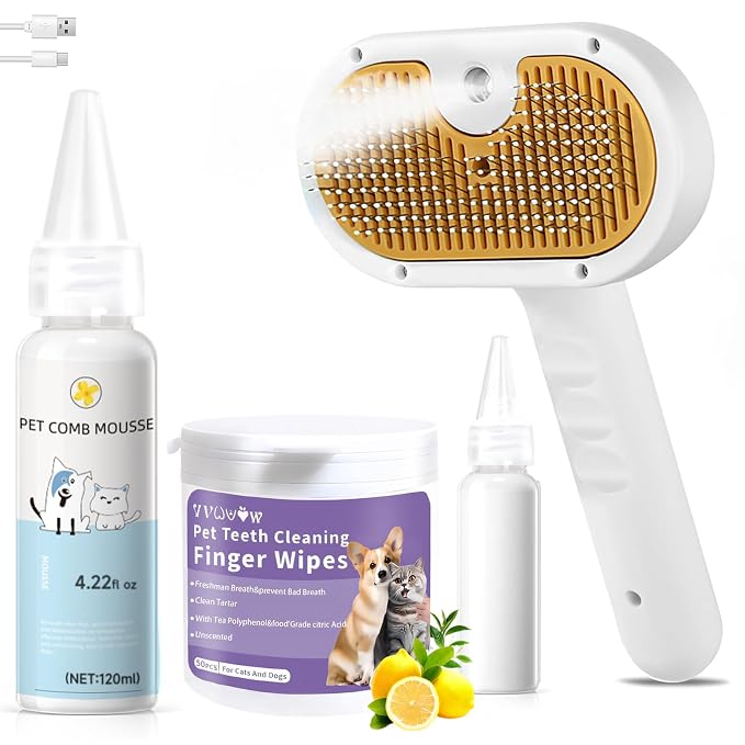 Pet Steam Brush for Dog & Cat – shower bath brush – Steam for Shedding & by VVWVVW