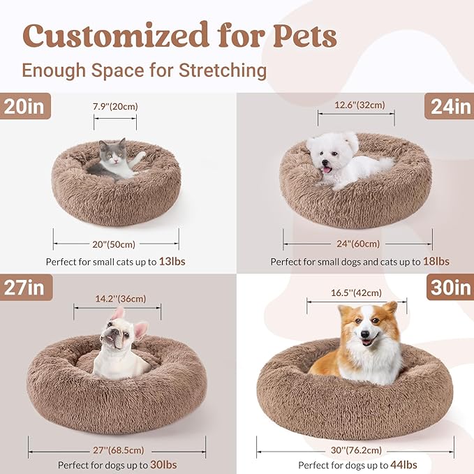 rabbitgoo Cat Beds for Indoor, 20 inches Machine Washable, Fluffy Round Pet Bed - Image 5