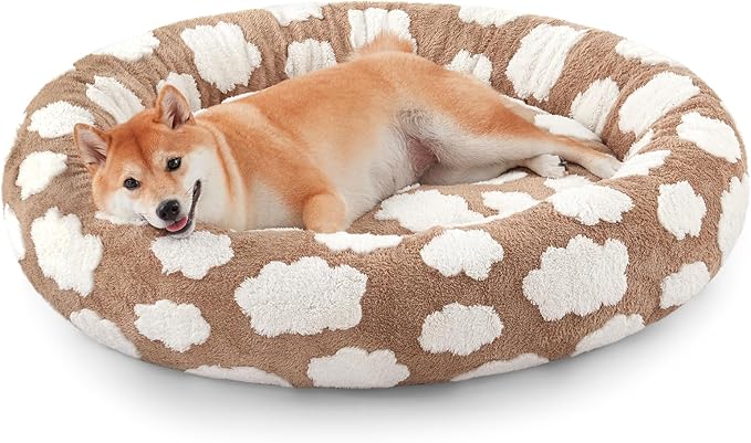 JOEJOY Donut Dog Bed Medium Size Dog, Cute Round Calming Pet Bed by JOEJOY