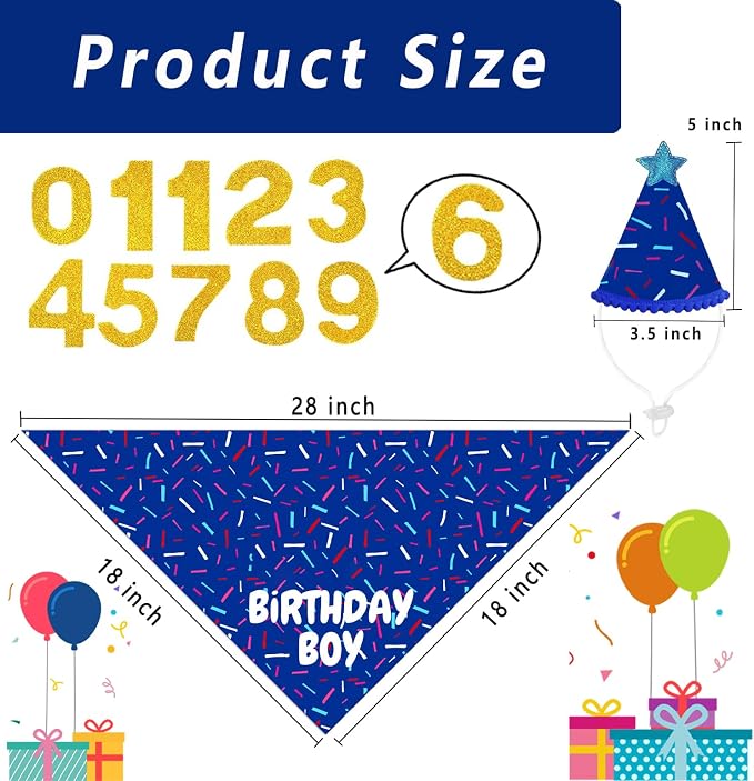 Dog Birthday Bandana Set, HBD Party Supplies - Image 4