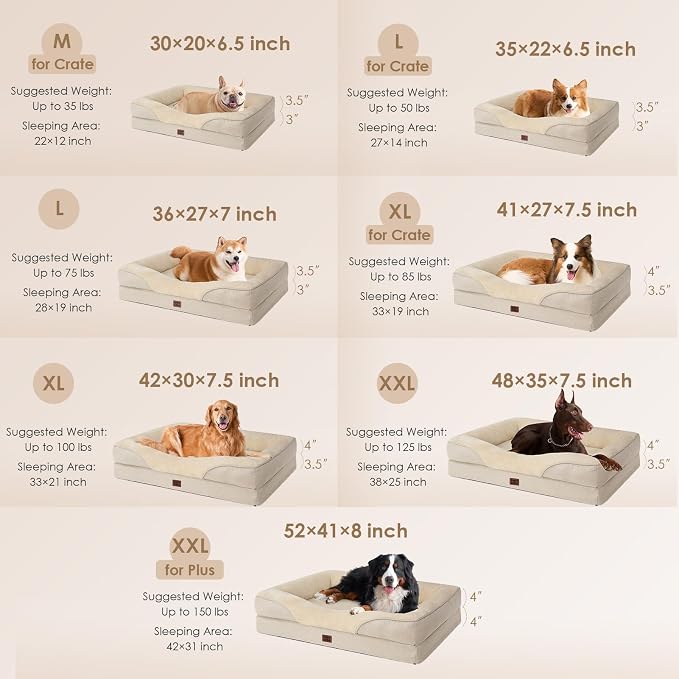 EHEYCIGA Orthopedic Dog Bed for Medium Dog, Waterproof Liner & Washable - Image 5