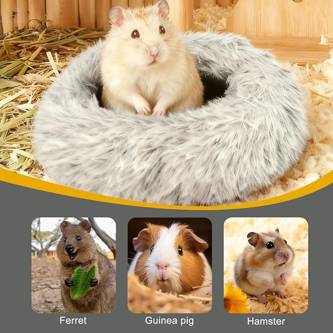 Guinea Pigs Bed Small Animal Bedding Donut-Shaped Burrowing Pet Bed Soft and - Image 4