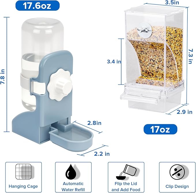 No Mess Bird Feeder Water Dispenser Set, Parakeet Cage Accessories, Bird Feeder - Image 4