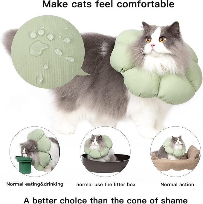 Cat Cone Collar, Cute Waterproof Cat Recovery Collar, Anti-Bite Lick Wound - Image 2
