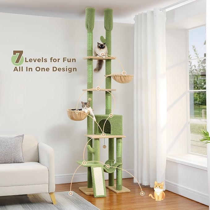 PAWZ Road Cactus Cat Tree Floor to Ceiling Cat Tower - Image 4