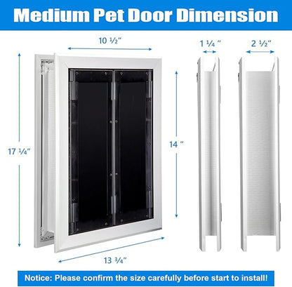 Aluminum Pet Door with Panels, Durable Dog Door with Automatic Closing Magnetic - Image 2