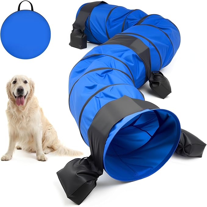 28 in 18 Foot Blue Extra Large Dog Agility Tunnel by Briwooody