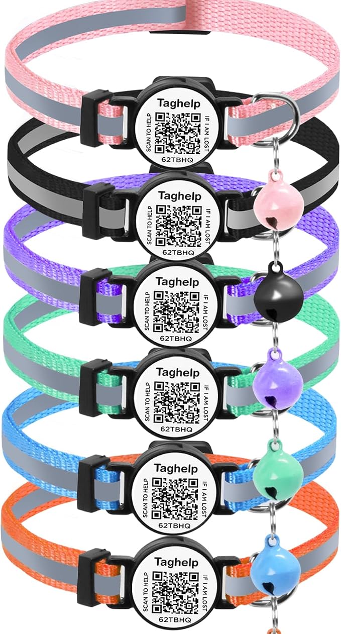 6 Pack QR Code Cat Collar by Taghelp
