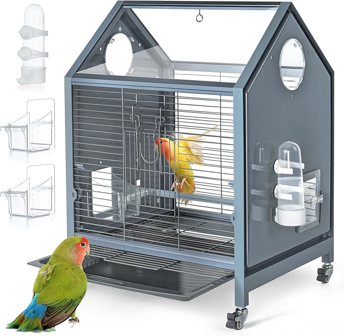 Acrylic Bird Cage, 25 inch Medium Parrot Cage by SUKEOPET