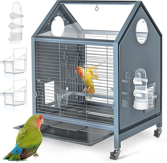 Acrylic Bird Cage, 25 inch Medium Parrot Cage by SUKEOPET