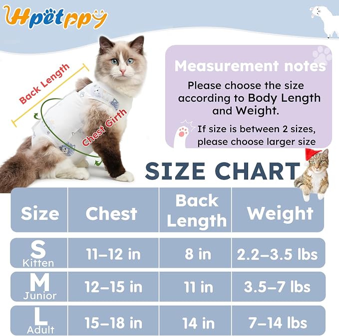 Cat Recovery Suit for Spay Abdominal Wounds, Breathable Cat Onesie for Cats - Image 2