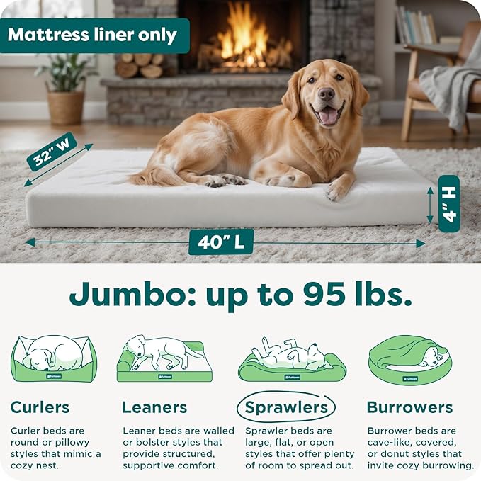 FurHaven Dog Bed Liner for Large Dogs, Water-Resistant Foam Protector - Image 3