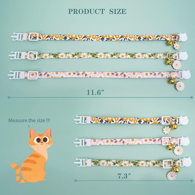 Faygarsle 3 Pack Cotton Safe Breakaway Cat Collars - Image 4