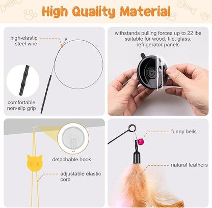 Depets Cat Wand Toy, 2 Play Modes Kitten Teaser Wand, Reusable Suction Cup - Image 6
