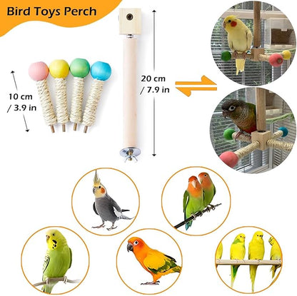 Bird Stand Perch Toy, Interactive Spinning Parakeet Toys, Wooden Exercise Wheel - Image 5