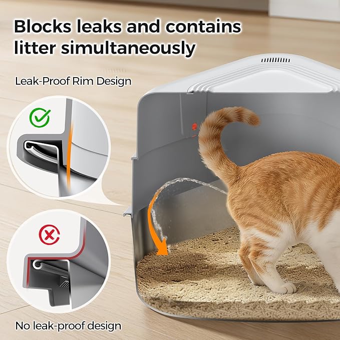 XL Stainless Steel Corner Cat Litter Box - Image 7