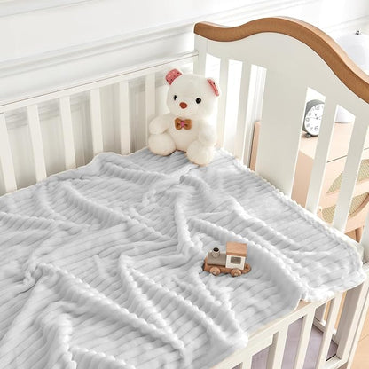 Soft Fleece Baby Blanket Ultra Cozy Grey Baby Blankets - Image 2