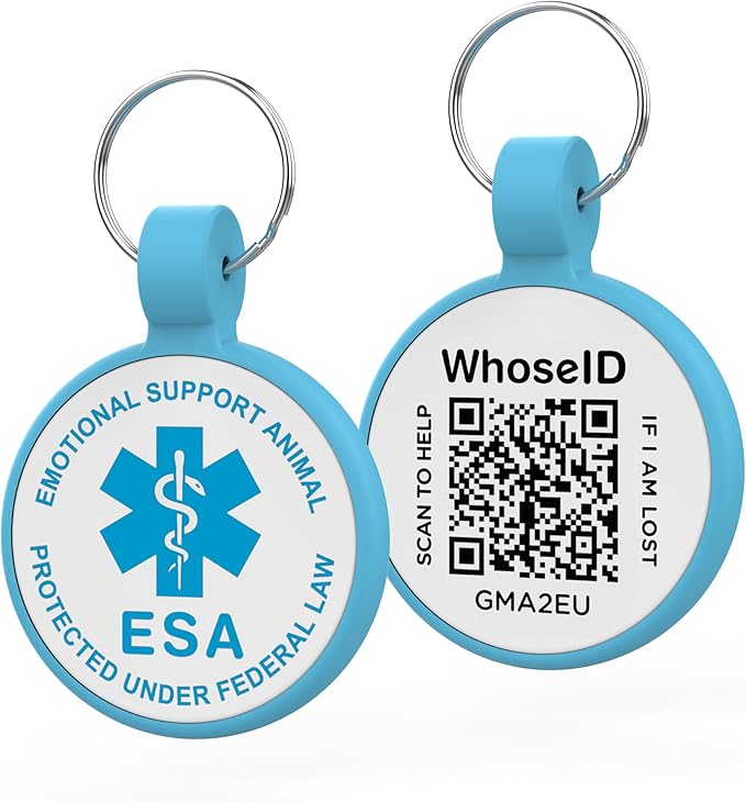 ESA Dog Tag, QR Code Dog Tag, Modifiable Free Pet Online Profile, Scannable QR by WhoseID