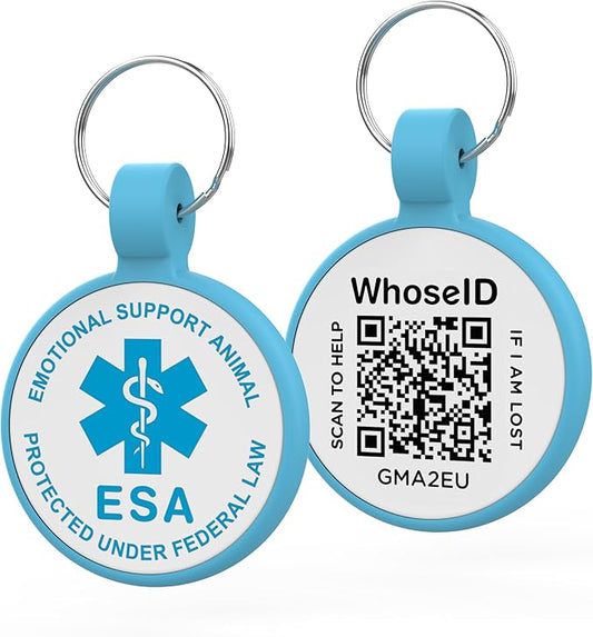 ESA Dog Tag, QR Code Dog Tag, Modifiable Free Pet Online Profile, Scannable QR by WhoseID