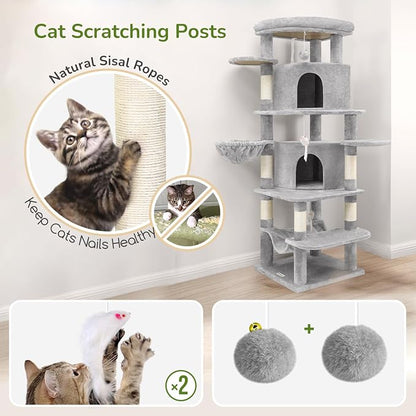 Globlazer Corner Cat Tree for Large Cats, 66inch Tall Curved Series Large Cat - Image 6