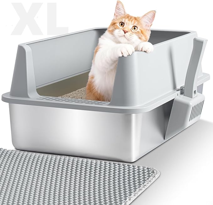 Stainless Steel Litter Box, XL Metal Cat Litter Box by Unknown