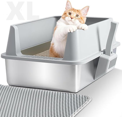 Stainless Steel Litter Box, XL Metal Cat Litter Box by Unknown