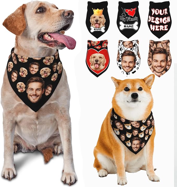 Custom Dog Bandana for Cat Dog Pet Add Your Design Personalized Neckwear by Custom