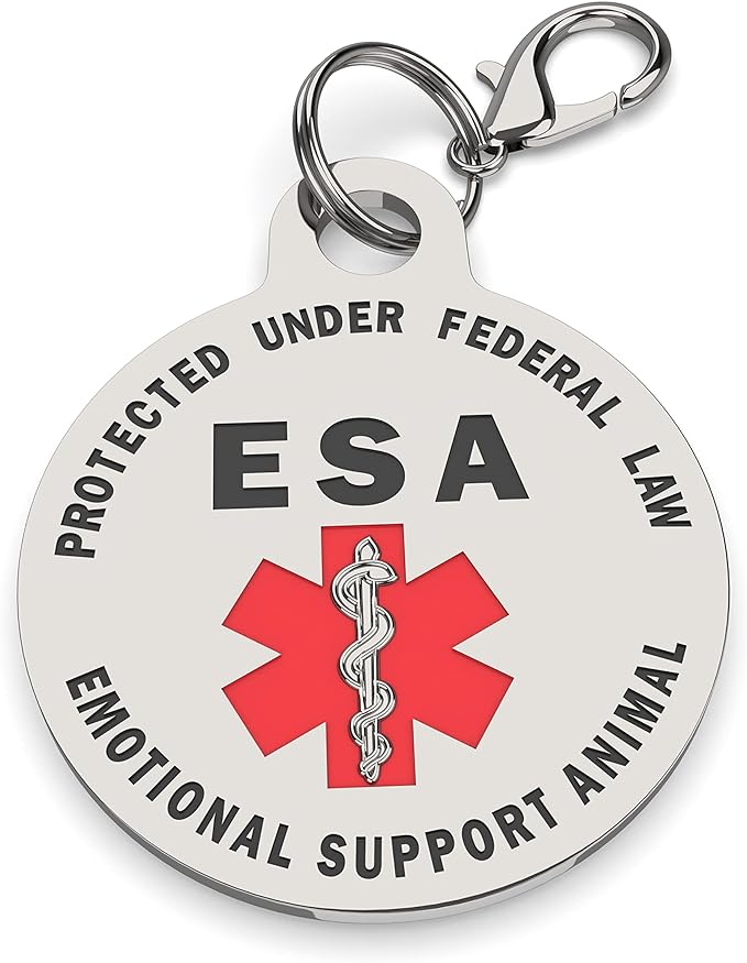 Double Sided Small Breed Emotional Support Animal ESA Tag Red Medical Alert by K9King