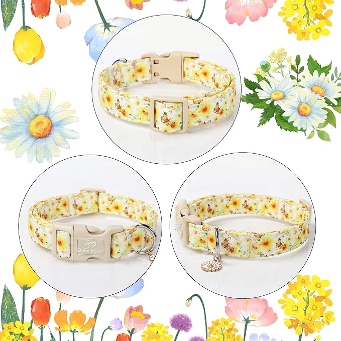 Adjustable Floral Dog Collar, Lightweight Quick-Release Buckle Collar - Image 5