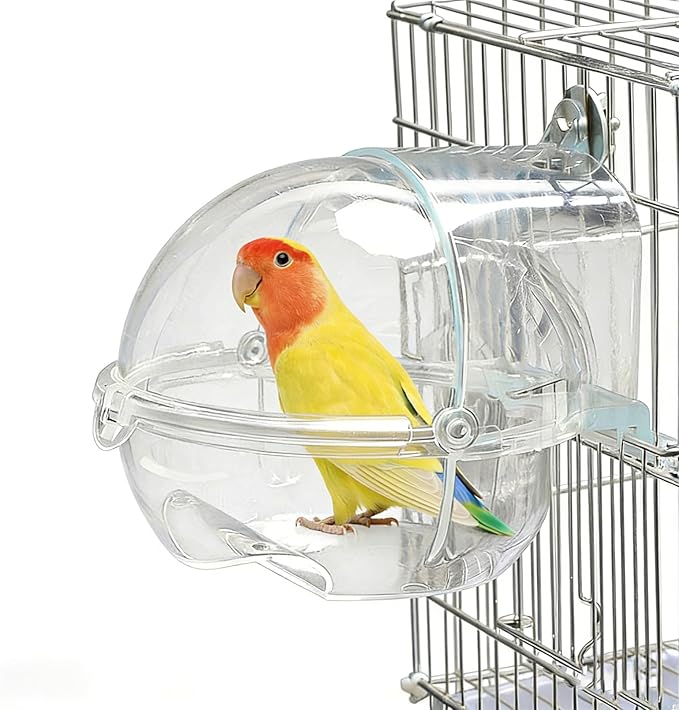 Bird Bath Box for Cage, Parrot Hanging Planet Bathtub No-Leakage Transparent by MUYG