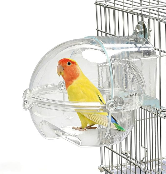 Bird Bath Box for Cage, Parrot Hanging Planet Bathtub No-Leakage Transparent by MUYG