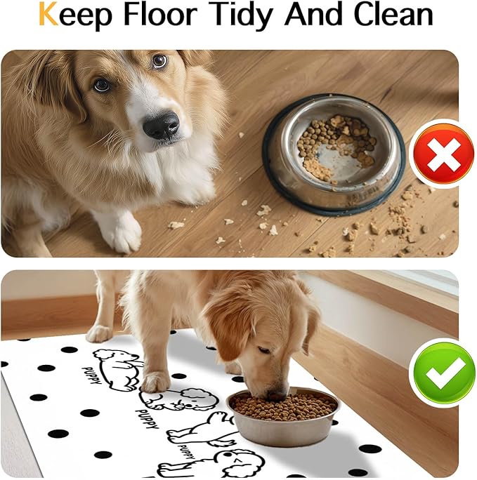 Puppy Pattern Pet Feeding Mat 24x16 Inch Polka Dot Pet Feeding Area Mat Pet - Image 8