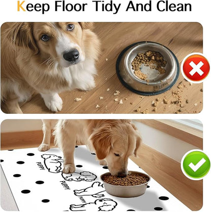 Puppy Pattern Pet Feeding Mat 24x16 Inch Polka Dot Pet Feeding Area Mat Pet - Image 8