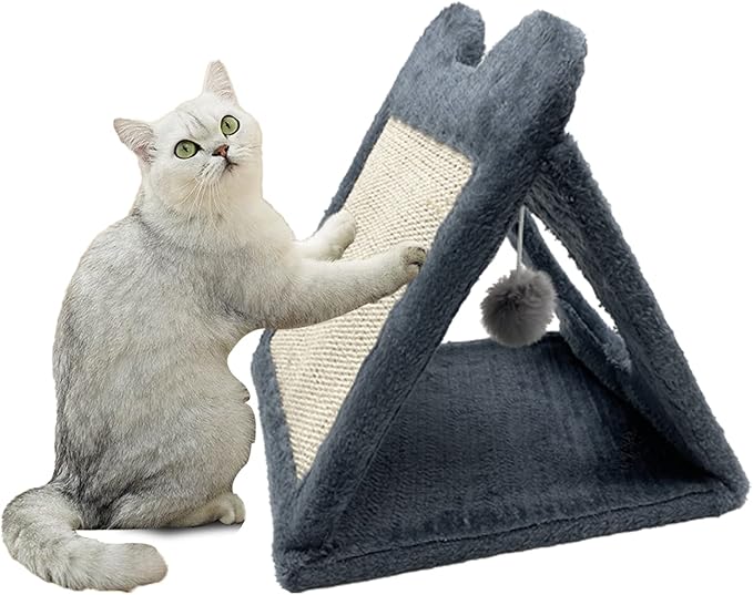 Fhiny Triangle Cat Scratching Post, Natural Sisal Cat Standing Scratch Board by Fhiny