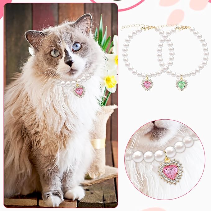 2PCS Kitten Collars Pearl Cat Dog Collar - Image 7