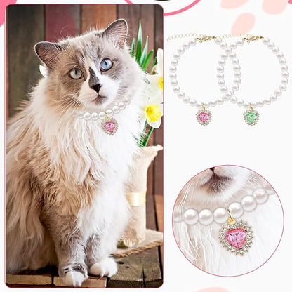 2PCS Kitten Collars Pearl Cat Dog Collar - Image 7