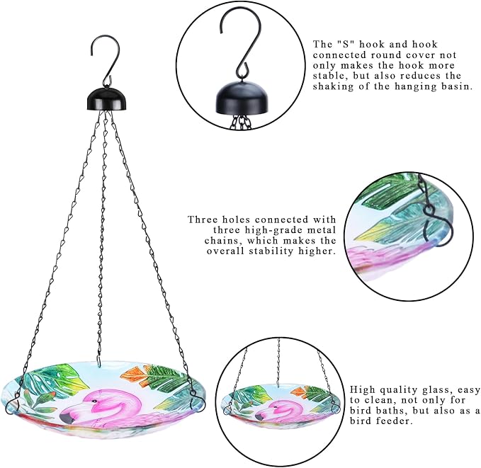 VCUTEKA Glass Hanging Bird Bath - Image 4