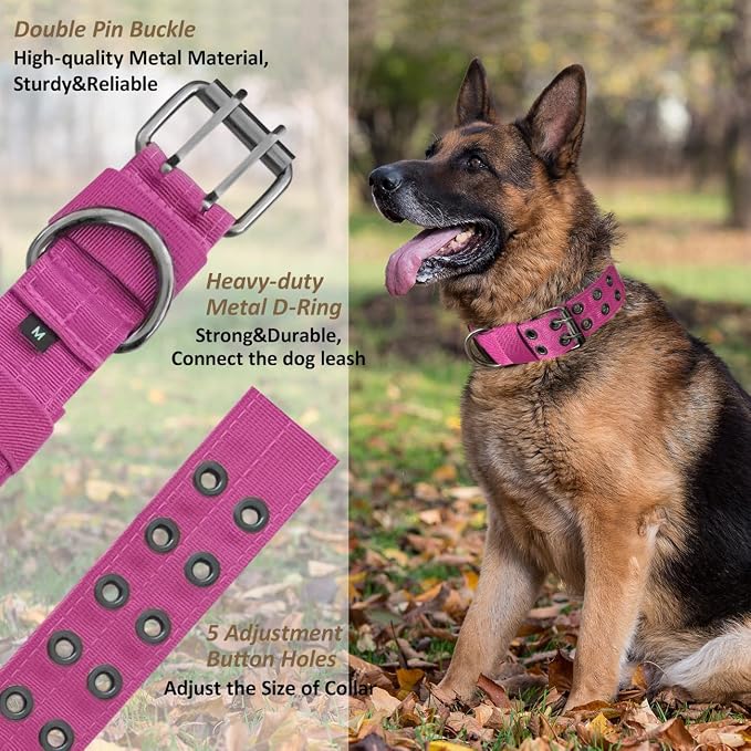 Tactical Dog Collar with Handle, Military Adjustable Heavy Duty Metal Buckle - Image 3
