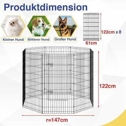 FDW 48 Inch Dog Pen 8 Panel Dog Playpen Indoor Outdoor Metal Puppy Pet Fence - Image 3