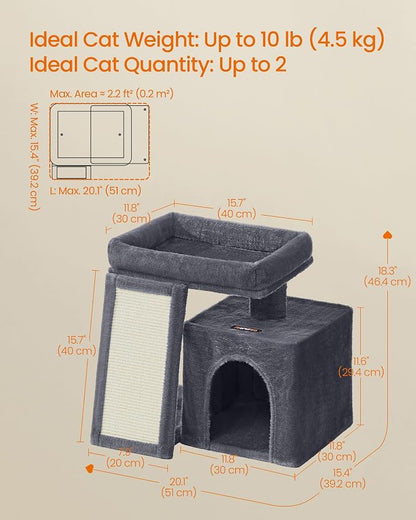 Feandrea Small Cat Tree, Cat Tower Condo, Scratching Ramp, Large Top Perch - Image 5