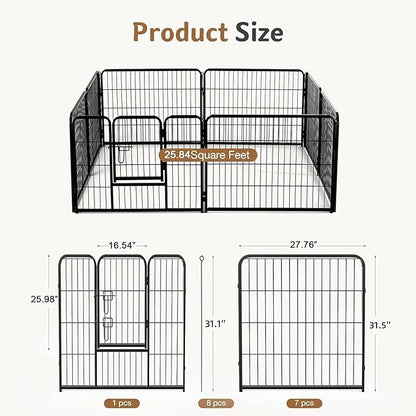 DUMOS Dog Playpen Indoor, Metal 32 Inch 8 Panels Foldable Pet Fence - Image 2