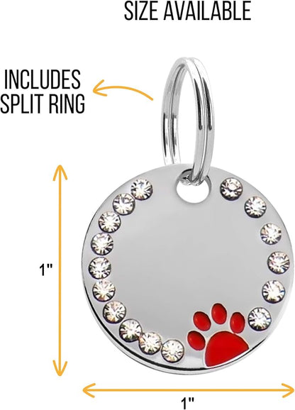Paw Shape Dog ID Tag Stainless Steel Custom Laser Engraved, Cute Bling Glitter - Image 4