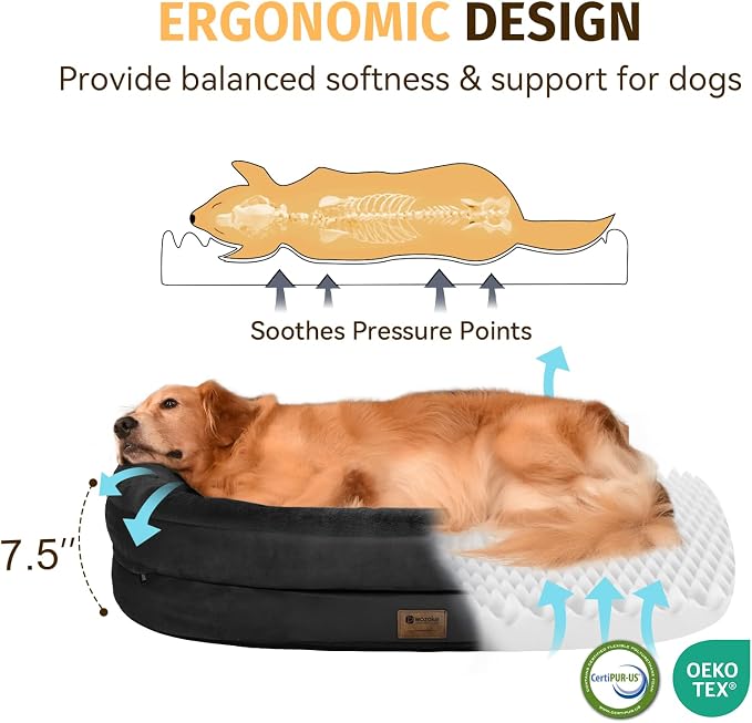 Orthopedic Washable Large Dog Bed: Memory Foam Waterproof Pet Bed - Image 3