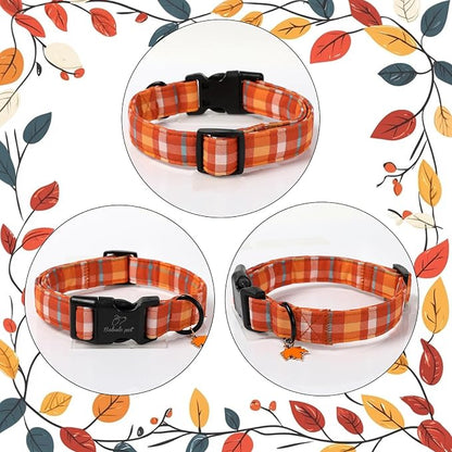 Fall Dog Collar Cute Orange Plaid Puppy Collar - Image 6