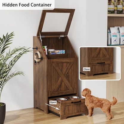 Dog Feeding Station with Storage Cabinet and 2 Elevated Dog Bowls, Hidden Pet - Image 6