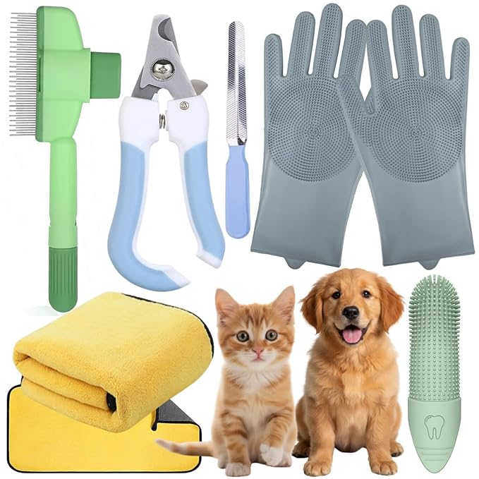 Cat&Dog Grooming Kit-6PCS for Cat Flea Comb, Dog Brush For Shedding, Pet Nail by Unknown