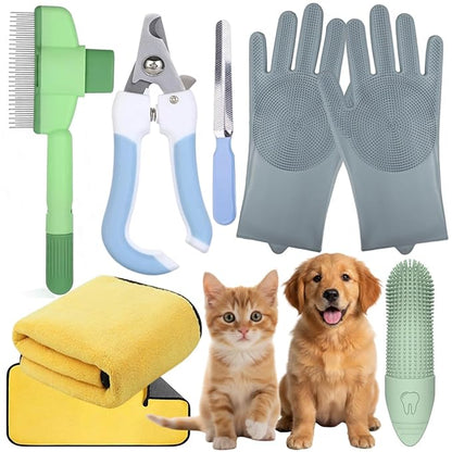 Cat&Dog Grooming Kit-6PCS for Cat Flea Comb, Dog Brush For Shedding, Pet Nail by Unknown