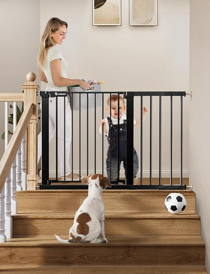 COMOMY 30" Tall Baby Gate for Stairs Doorways, Fits Openings 29.5" to 46" Wide by COMOMY